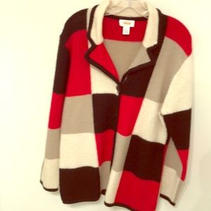 Talbots wool checked cardigan